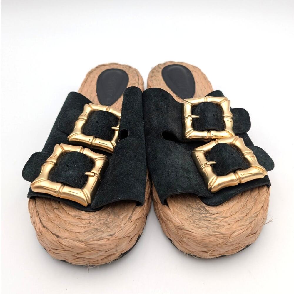 Schutz Enola Rope Platform Women's Sandals Suede Black Size US7.5B EU38 - Picture 2 of 11